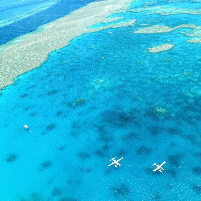 Australia's tweet photo. Flying over the 344,400 square kilometres of @Queensland's Great Barrier Reef - simply epic! (via IG/awesomeeves) https://t.co/iJe4WgeCGZ