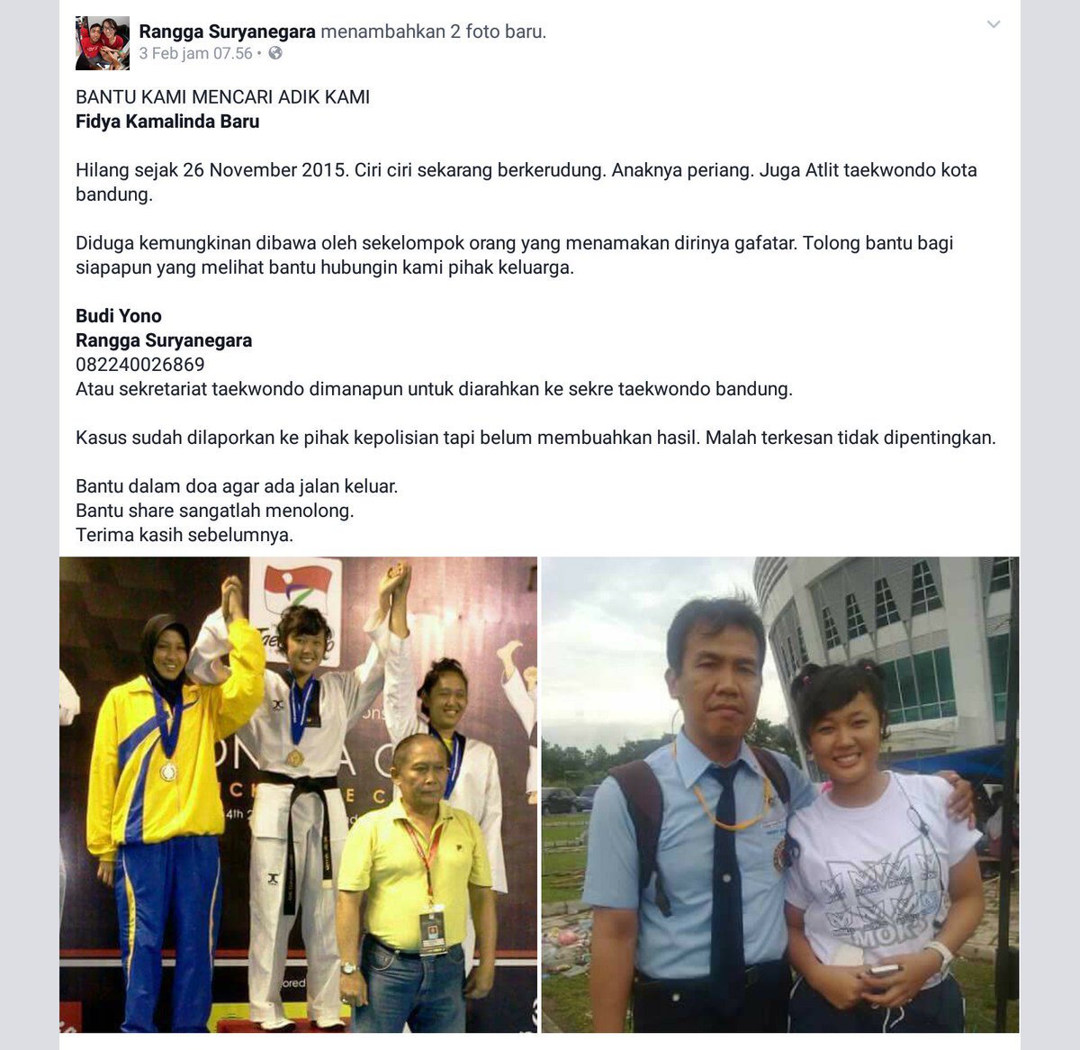 tkd_indo's tweet photo. [INFO TAEKWONDOIN HILANG]
Bantu retweet ya taekwondoin semua #tkdindo https://t.co/vE50sA1YN9