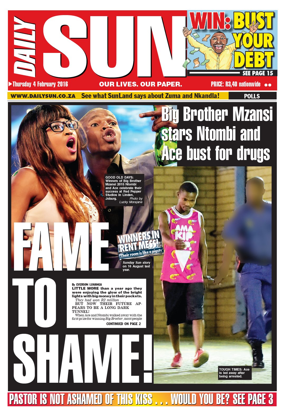 Daily Sun In Today S Dailysun Big Brother Couple Ace And Ntombi Bust For Drugs T Co 9viqwnjc0q