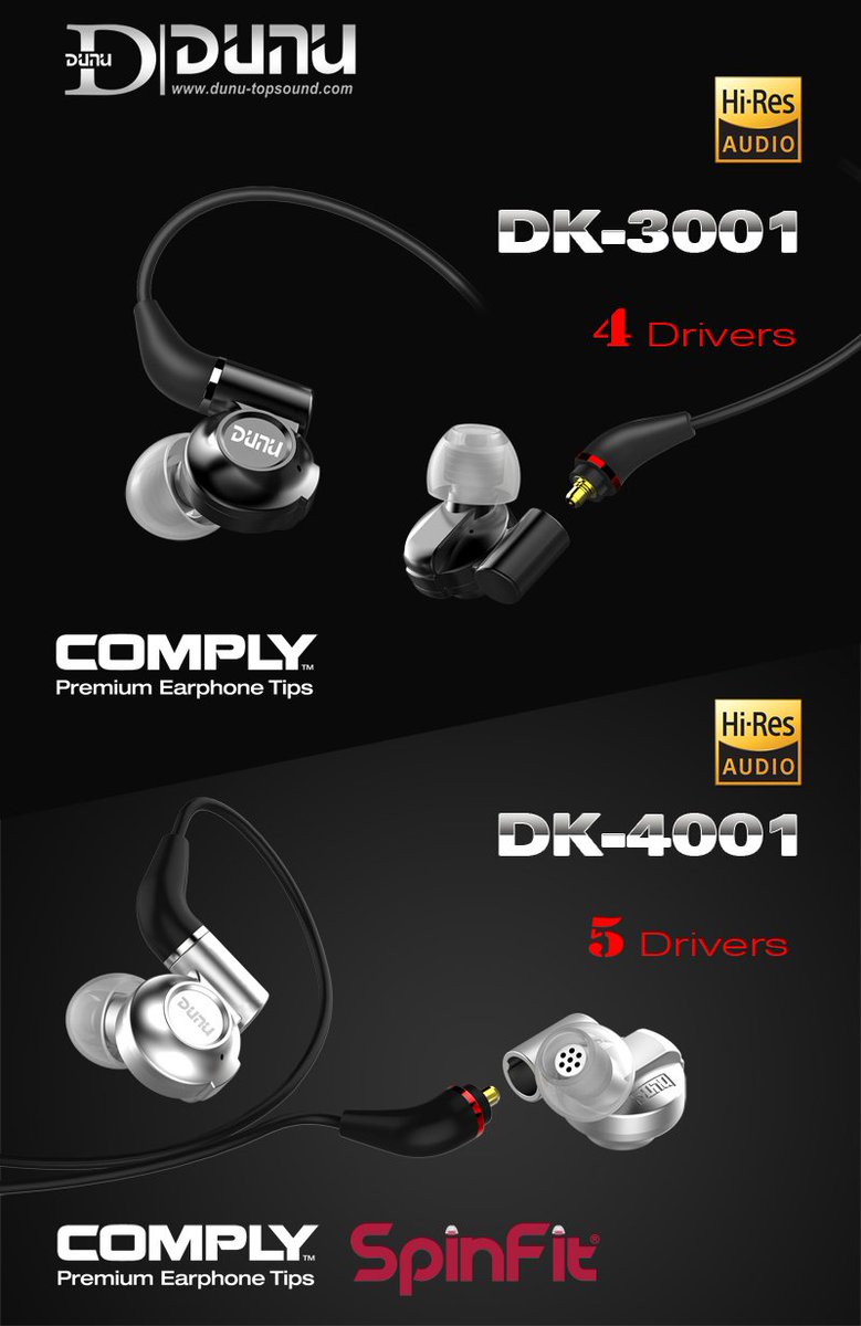 DUNU_Headphone's tweet photo. #4driver DN-2002 (2 dynamic+2 BA),DK-3001 (1 dynamic+3 BA),  #5driver  DK-4001(1 dynamic+ 4 BA)appear on CanJam 2016 https://t.co/Uq59vbiE2e