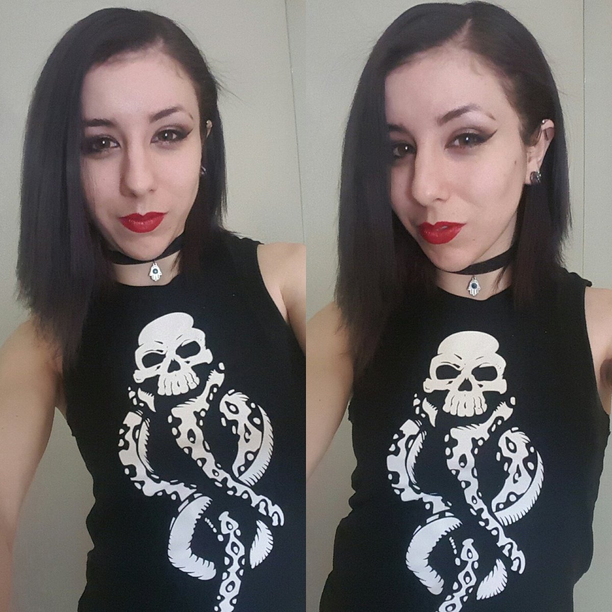 l0tus69's tweet photo. Back in black #backinblack #nerdlust #DarkMark #redlips #newhair #narcissist https://t.co/s4Pq5bSd40