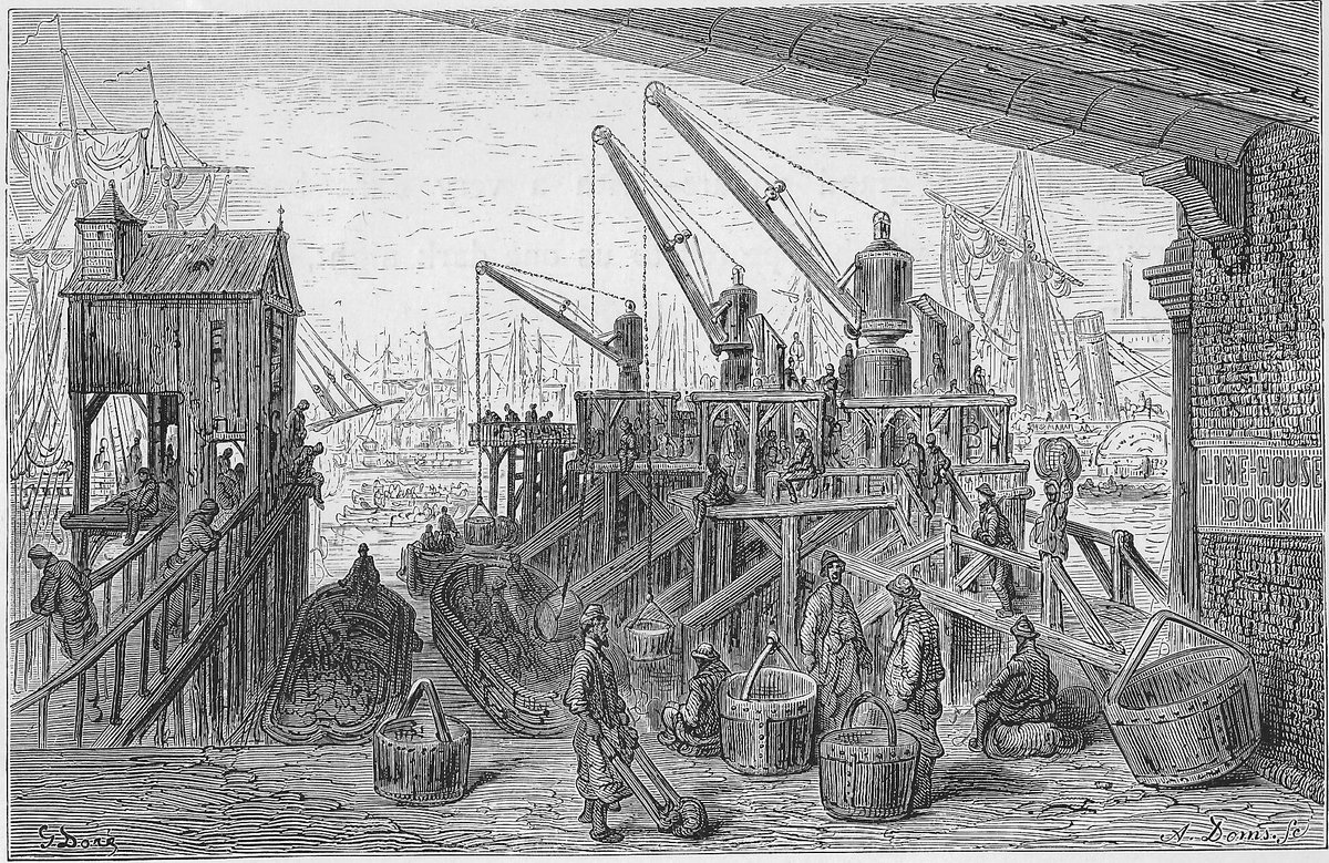 <a href="/LoveLimehouse/">Limehouse</a> Gustave Dore's Limehouse Dock (Lime-House Dock in the original!) From the Frontispiece Ltd collection