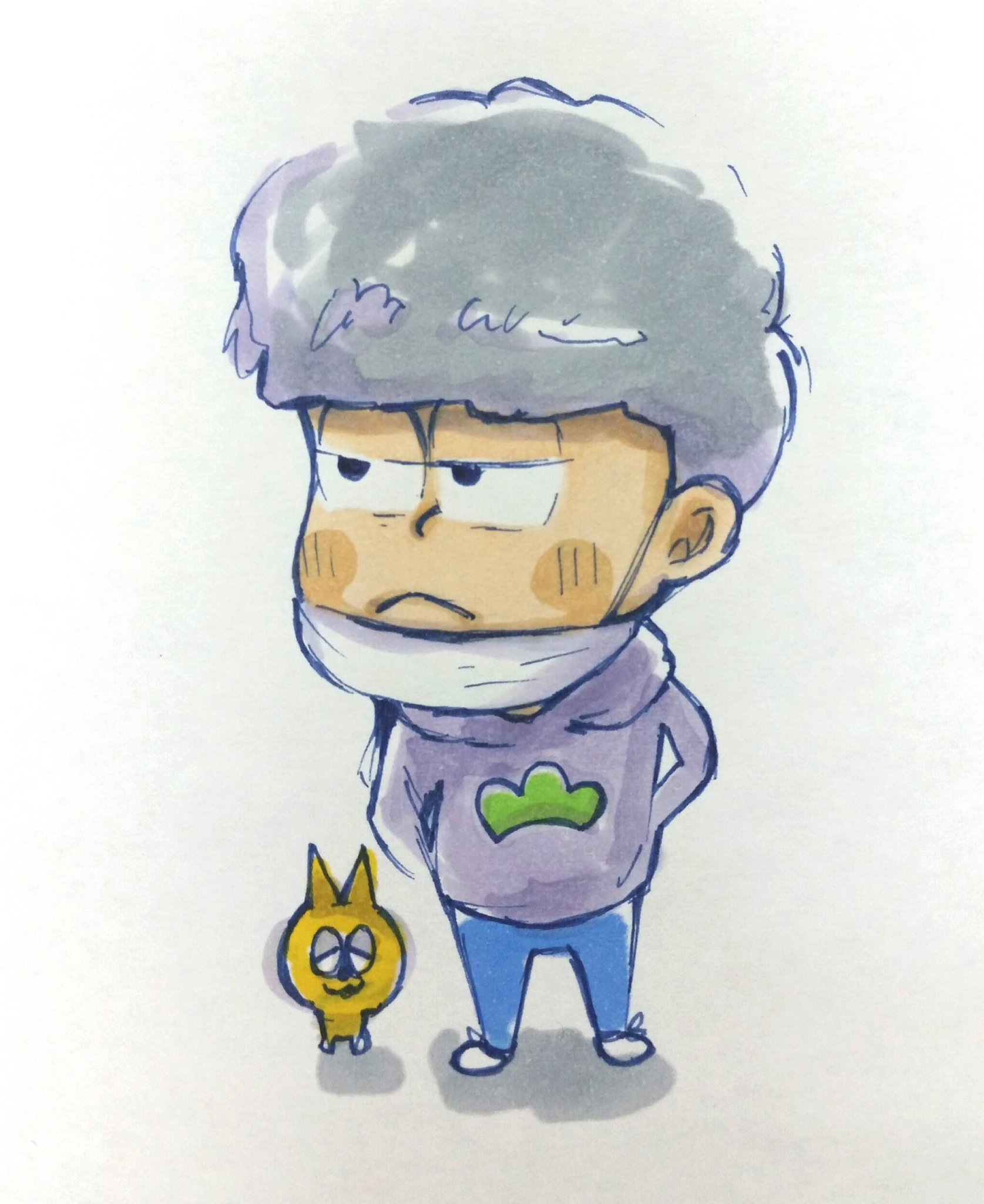 ちゃだるみオンラインイラストレッスン Twitter પર おそ松さんをコピックで練習中 イラスト雑い おそ松さんすごく難しい みなさんめちゃくちゃカワイイイラストを描いているので 真似して描いてみたくなったんですが 線はマルチライナーのコバルト