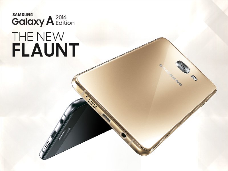 Presenting the new #GalaxyA2016. With a stunning Glass &amp; Metal finish, it’s #TheNewFlaunt. spr.ly/6018BZAZp