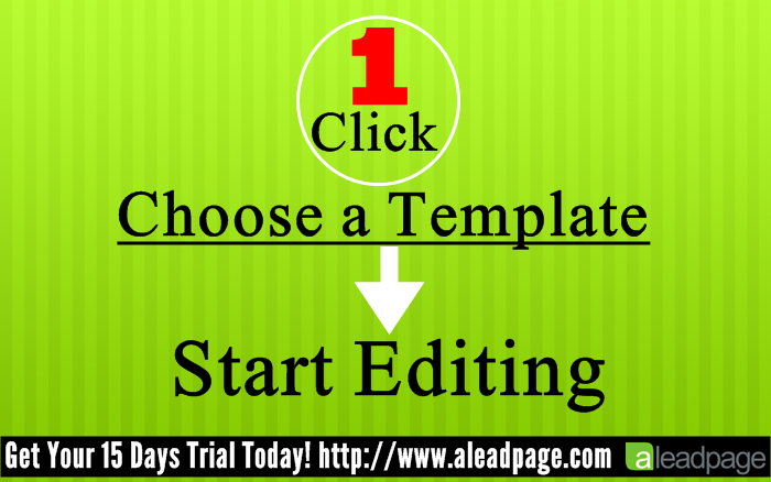 ALeadPage's tweet photo. One Click: Choose a #template , Start Editing! Save time, save money, produce results. https://t.co/XxQ2aHiiiS https://t.co/vNXE1LqaFG