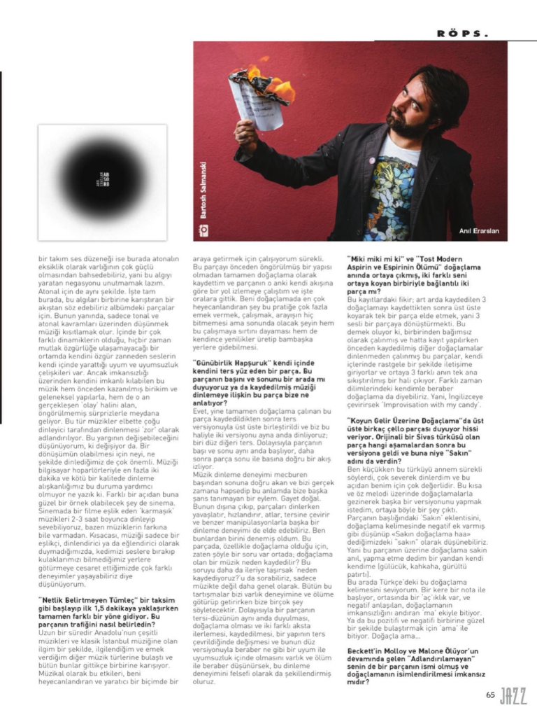 #JazzDergisi'nin bu sayisinda @ErayAytimur1 ile ABSORB üzerine hos sohbetimiz !
#Akmüzik #Absorb