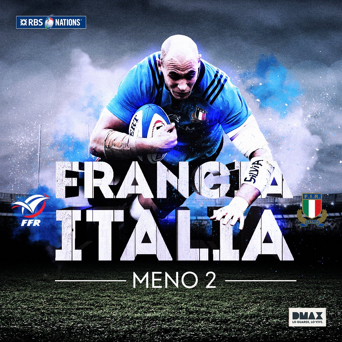 dmaxitalia's tweet photo. -2 giorni e si accenderanno le luci dello stadio Saint Denis per #FRAvITA. Sabato dalle 14:45 vi vogliamo su DMAX! 🏉 https://t.co/IiPGZU0OIc