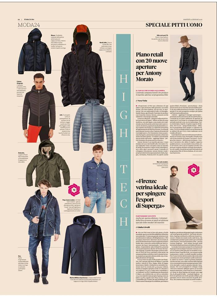 #RassegnaStampa - Nello Speciale Pitti Uomo de <a href="/sole24ore/">IlSole24ORE</a> MODA24, il parka total blue Marina Militare Sportswear