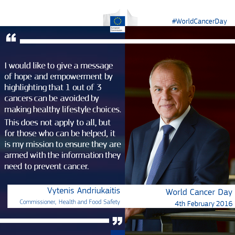 EU_Health's tweet photo. Today is #WorldCancerDay - read #EU #health Cssr. @V_Andriukaitis blog post https://t.co/r6Q3wQn13K #WeCanICan https://t.co/mFd0OKC4a8