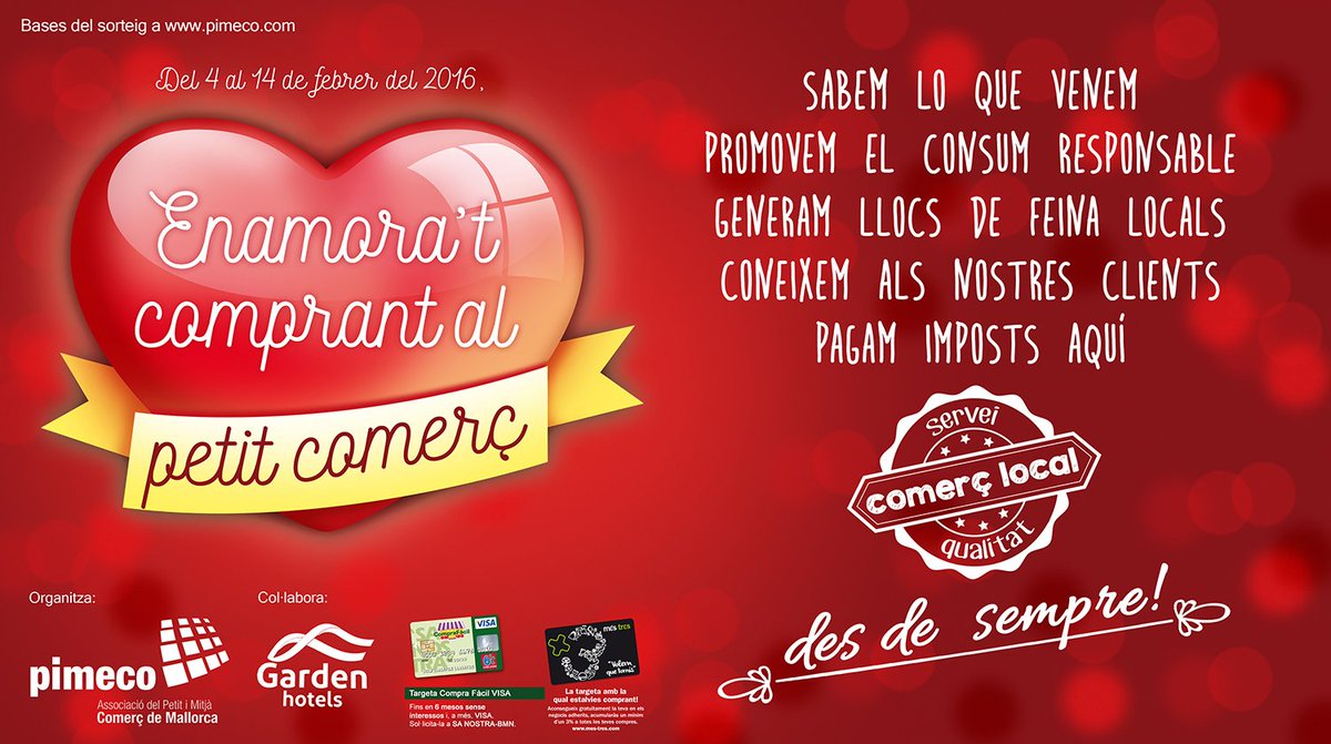 PIMECOmll's tweet photo. Sorteamos 10 fines de semana en un hotel de 4*. Retuit con #enamoratdelcomerç y nombre de un comercio + localidad https://t.co/LYltbQK9PK