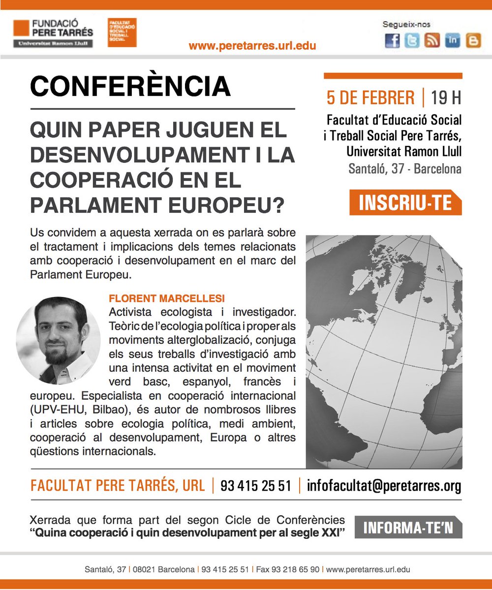 EQUOEuropa's tweet photo. Mañana @fmarcellesi estará en la Universidad Ramon Llull de #Barcelona hablando de Cooperación al #Postdesarrollo. https://t.co/oXFsQ4UkkX