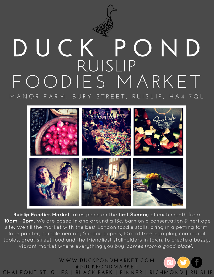 duckpondmarket's tweet photo. FOODIES MARKET this weekend at The Great Barn! Please retweet if you like food ;-) @RuislipOnline @RuislipHigh https://t.co/juXCjiaYVI