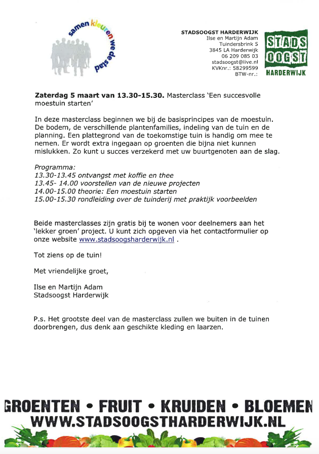 eetbaargroen's tweet photo. Lekker Groen deelnemers! @Stadsoogst organiseert ism @gemharderwijk masterclasses. Info: stadsoogstharderwijk.nl https://t.co/UeeDLxbXV7
