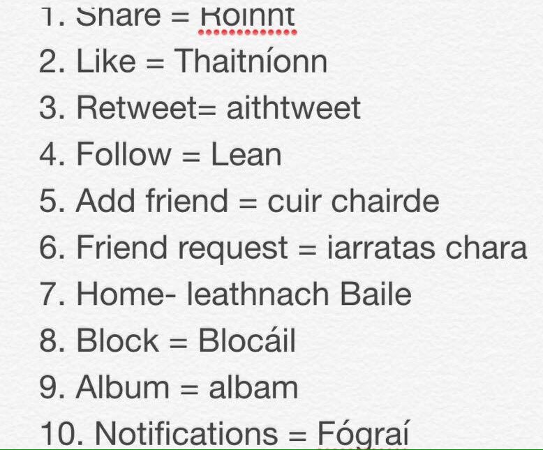 molanoige_'s tweet photo. Aistrigh 10 bhfrása nach bhfuil i nGaeilge ar Facebook nó Twitter (1/5) ✔️ #Dúshlán #Gaeilge #F23 https://t.co/rauI2Mx4sd