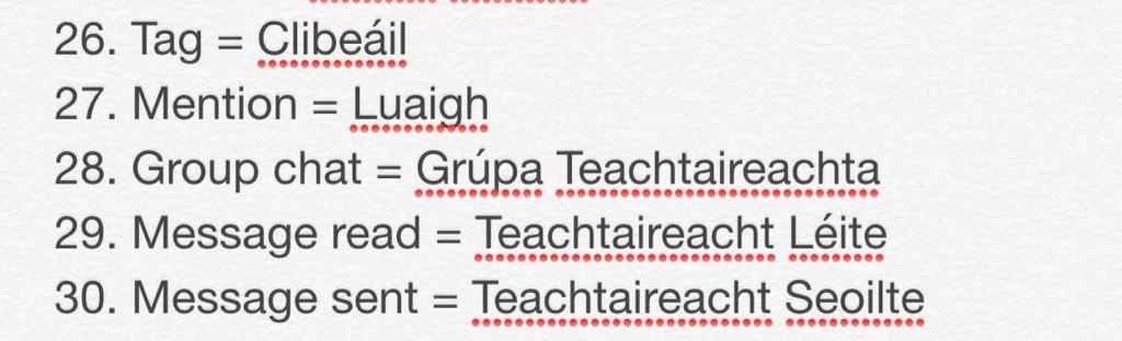 molanoige_'s tweet photo. Aistrigh 10 bhfrása nach bhfuil i nGaeilge ar Facebook nó Twitter (2/5) ✔️ #Dúshlán #Gaeilge #F23 https://t.co/n47qE2AALM