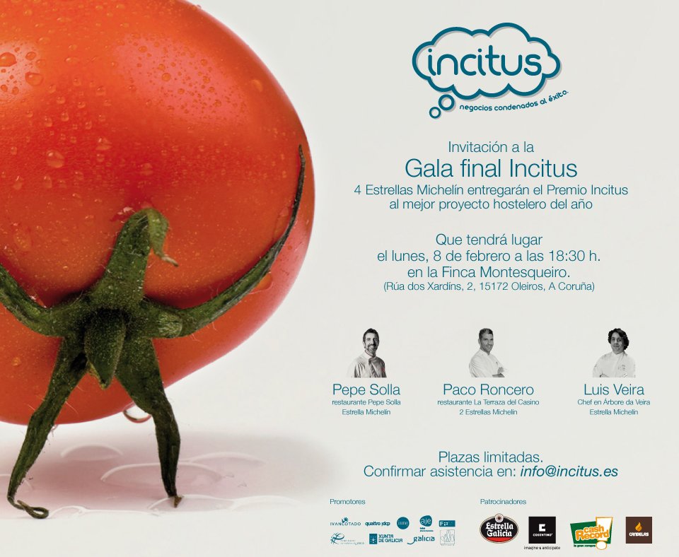 incitus_es's tweet photo. .@PacoRoncero @PepeSolla y Luis Veira (@arboredaveira) entregarán #PremioIncitus al Mejor Proyecto Hostelero del Año https://t.co/qWE5MbiNI7