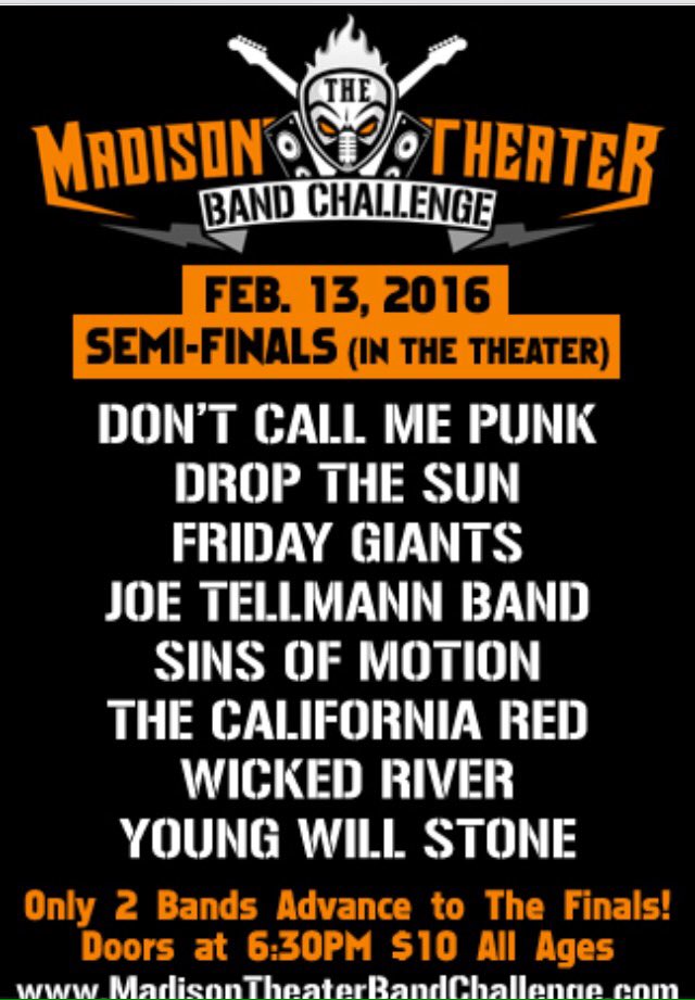 WickedRiver's tweet photo. We play in THE Madison Theater for the Semi Finals next Saturday, only two bands advance so we need your support!! https://t.co/93oCredJ16