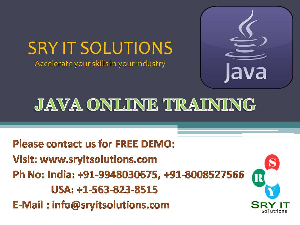 sryitsolutions's tweet image. #java #onlinetraining #sryitsolutions #corejava