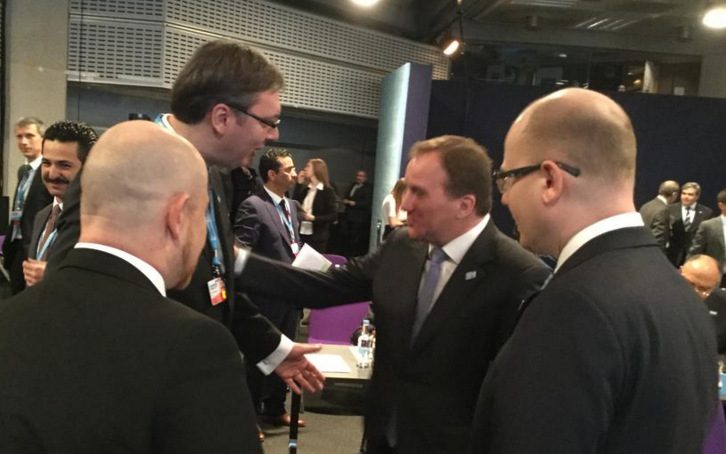 avucic's tweet photo. With PMs of #Sweden, #Czechrepublic and #Luxembourg, Löfven, @SlavekSobotka and @Xavier_Bettel #SupportSyrians https://t.co/qbQUOrBiln