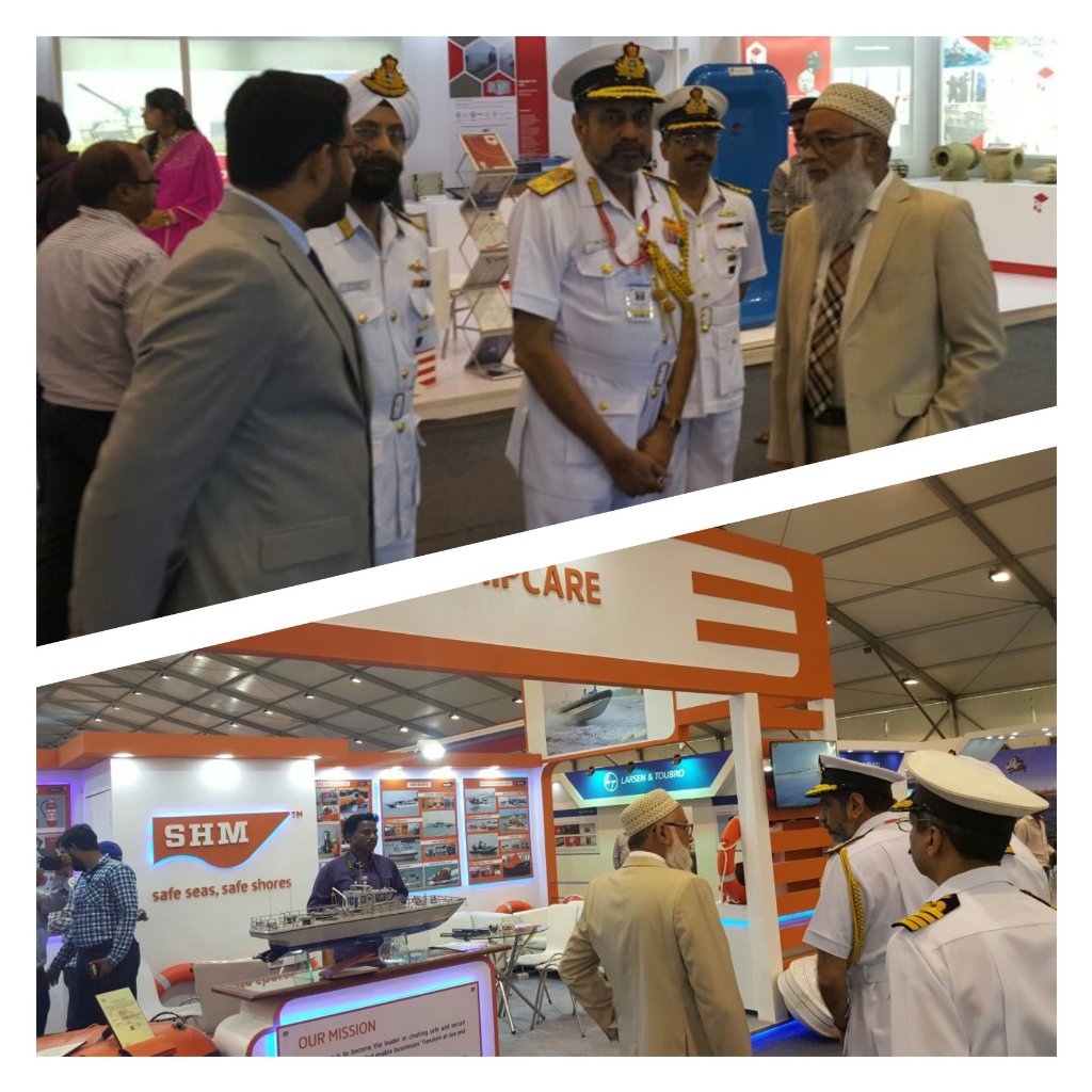 SHMShipcare's tweet photo. Vice Admiral AV Subhedar, Navy Chief of Material during a visit to our stall at the #IFR2016 Maritime Exhibition https://t.co/ymwS6Pre88