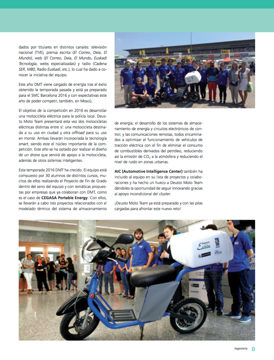 deustomototeam's tweet photo. En la publicación de Enero la revista Ingeniería de la Facultad un artículo sobre @deustomototeam @IngDeusto https://t.co/bn9A31ypYr