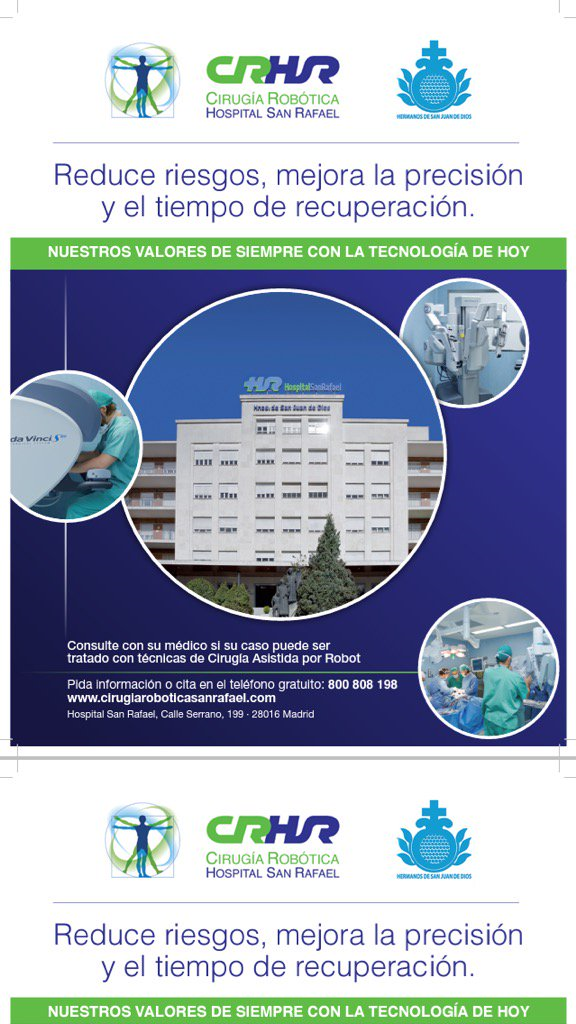 DavinciespPro's tweet photo. El Hospital de San Rafael reafirma su apuesta por la cirugía robótica #davinci en el #Díamundialcontraelcancer https://t.co/2W4OlngS7z