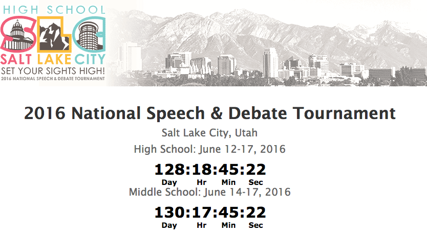 speechanddebate's tweet photo. The countdown to #Nats16 is on! Will you be there?
https://t.co/NaNZTat5V5 https://t.co/Ps9zVC7hhW