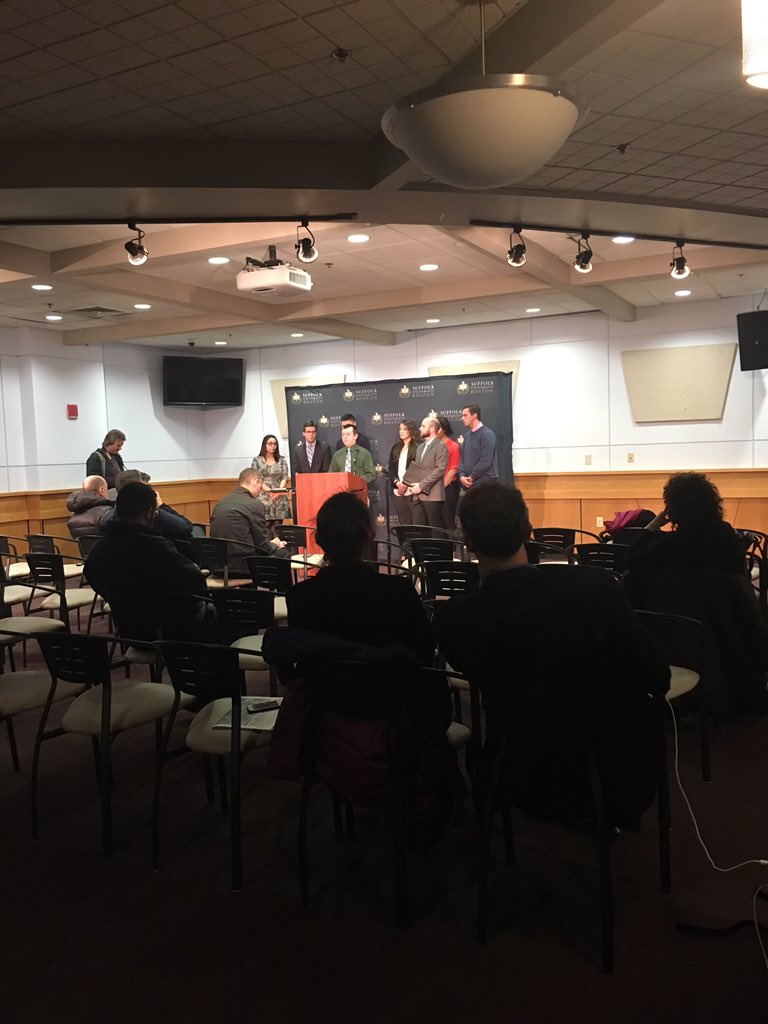 SuffolkSGA's tweet photo. SGA Executive Board joins alumni at a press conference and discusses our vote of no confidence happening at 1:00 PM. https://t.co/a1f1qjZFp4