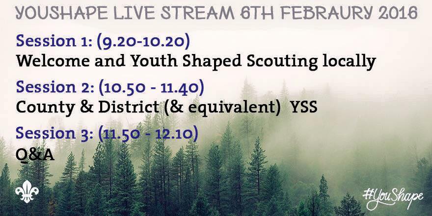 Don't forget to tune in at scouts.org.uk/youshape to see the live stream from the #YouShape conference this weekend