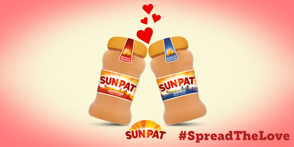 SunPatOfficial's tweet photo. RT, follow &amp; reply with #SpreadTheLove to #win a year's supply of the perfect pair: Crunchy &amp; Smooth Sun-Pat! https://t.co/HHXNErs95J