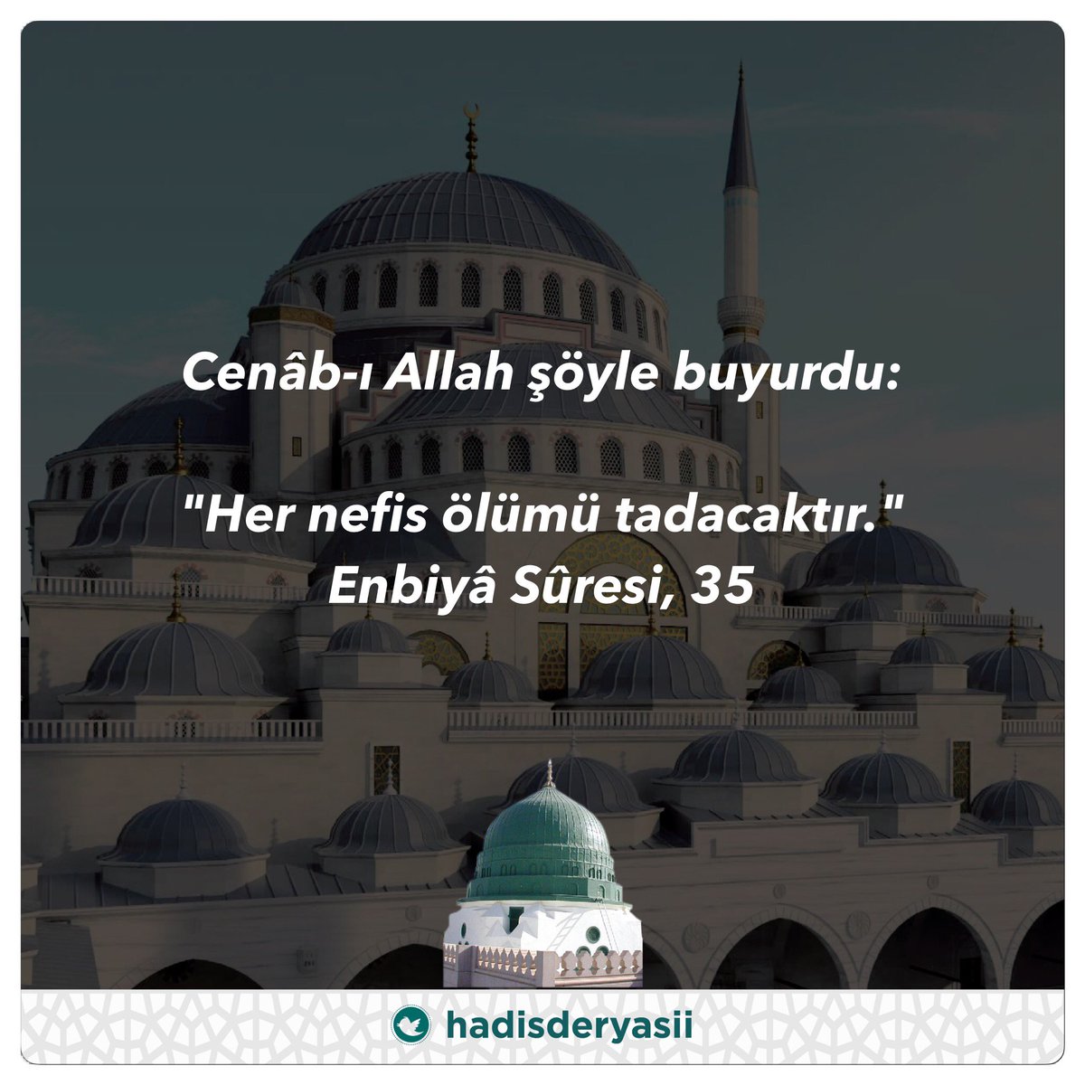 hadisderyasii's tweet photo. Cenâb-ı Allah şöyle buyurdu: 

“Her nefis ölümü tadacaktır.” Enbiyâ Sûresi, 35 #Ayet https://t.co/zgDoYpKOWu