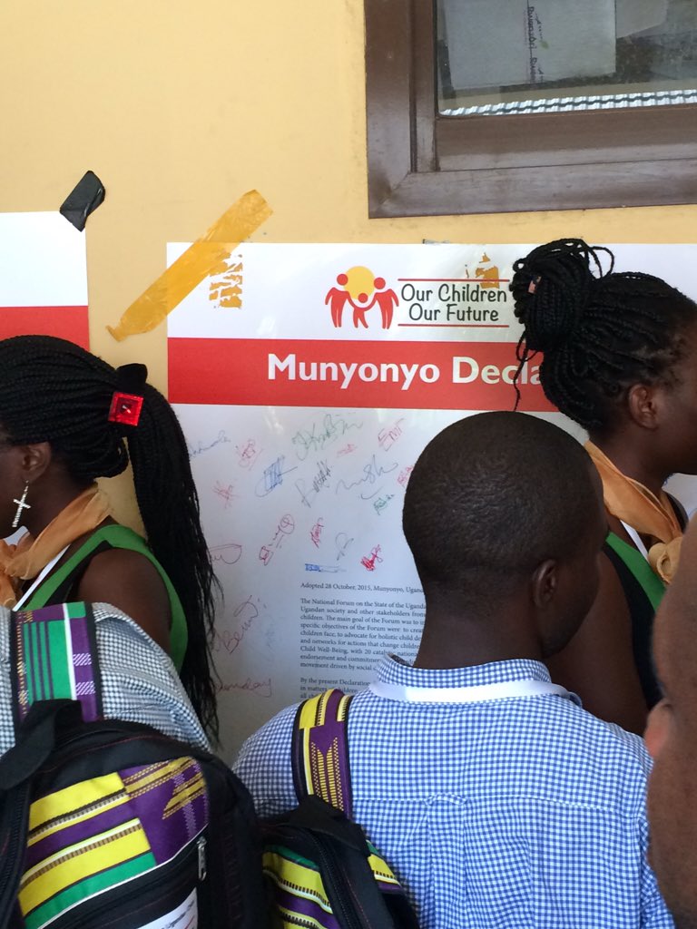 Wonderful! Hundreds sign the Munyonyo Declaration to become a champion for Uganda's Children. #OurChildrenOurFuture