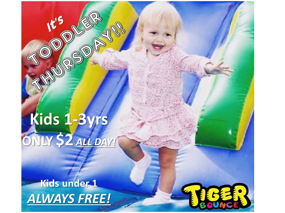 TigerBounceComo's tweet photo. It's TODDLER THURSDAY!! Come Bounce with us 🐯🎪 https://t.co/ZF4JJgJP1D