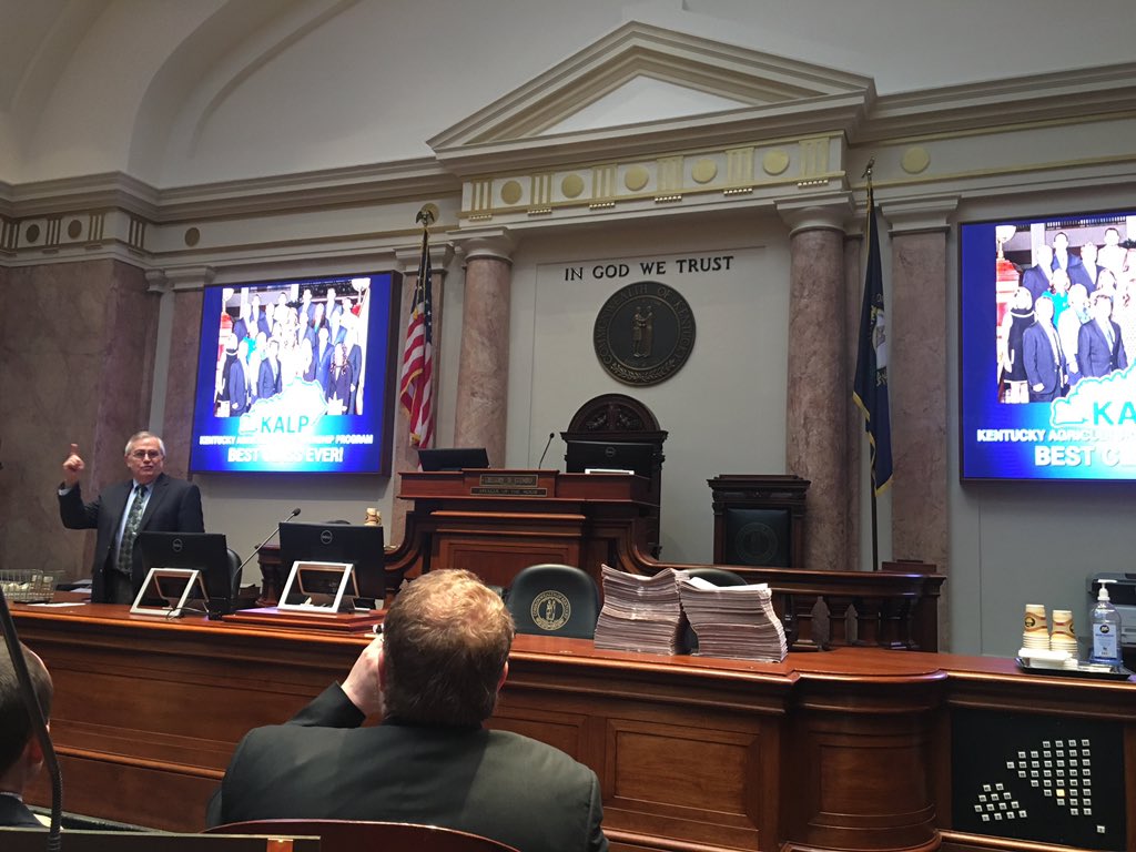 srlow's tweet photo. On the house floor this morning with media insight from Al Cross @ruralj #KALP https://t.co/23EfIfmyfD