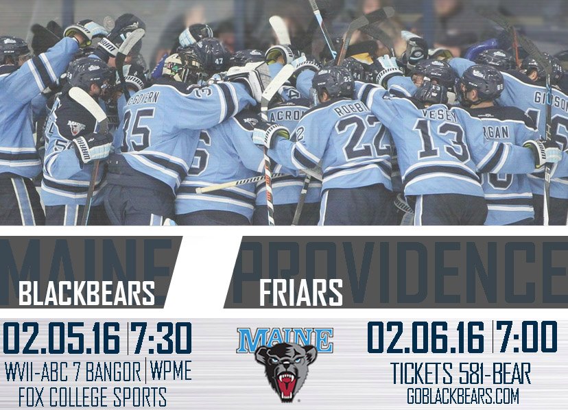 mainemhockey's tweet photo. Tomorrow is Round 1 of our weekend tilt against #6 Providence! See you @AlfondArena #MaineUp https://t.co/lxspcRTo0f