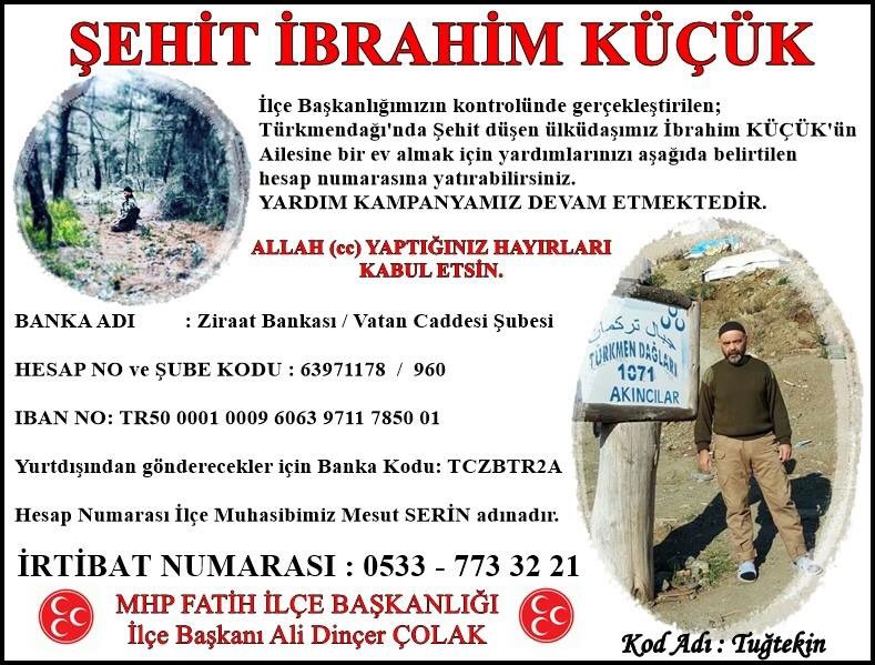 Şehidimizin ailesi için Yardım Kampanyamıza destek vermek isteyenler için paylaşıp duyurmanızı rica ediyoruz.