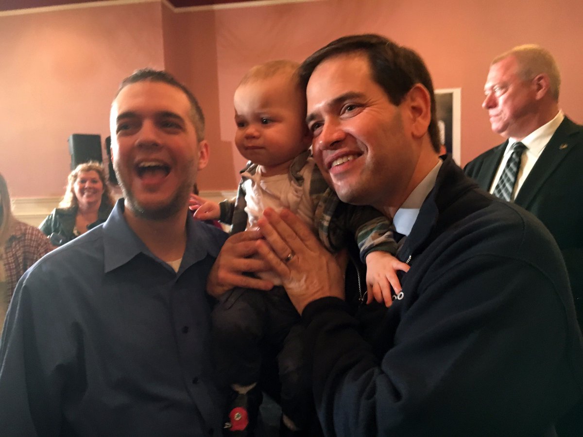 marcorubio's tweet photo. Just 5 days until first-in-the-nation voters decide. At least a few more years until this young supporter can... https://t.co/mwHIWCwWSg