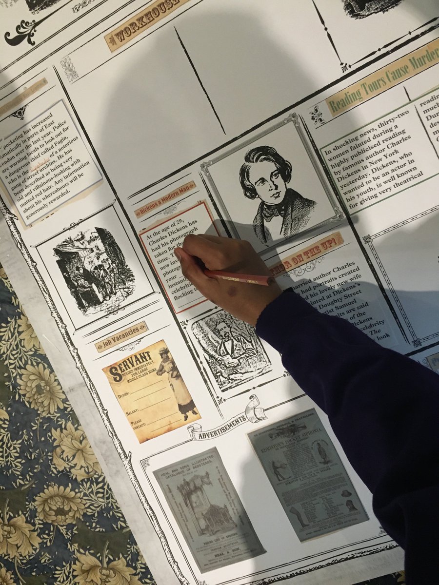 DickensMuseum's tweet photo. Pupils enjoying their Dickens News workshop this afternoon with beautiful stamps from @englishstamp https://t.co/4p5VnM0GPM