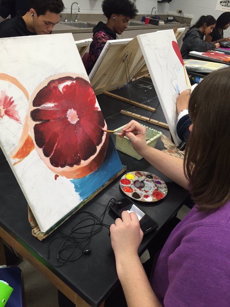 sheptonart's tweet photo. Pre-AP Art II working on acrylic food paintings https://t.co/pAxbvzcOIO