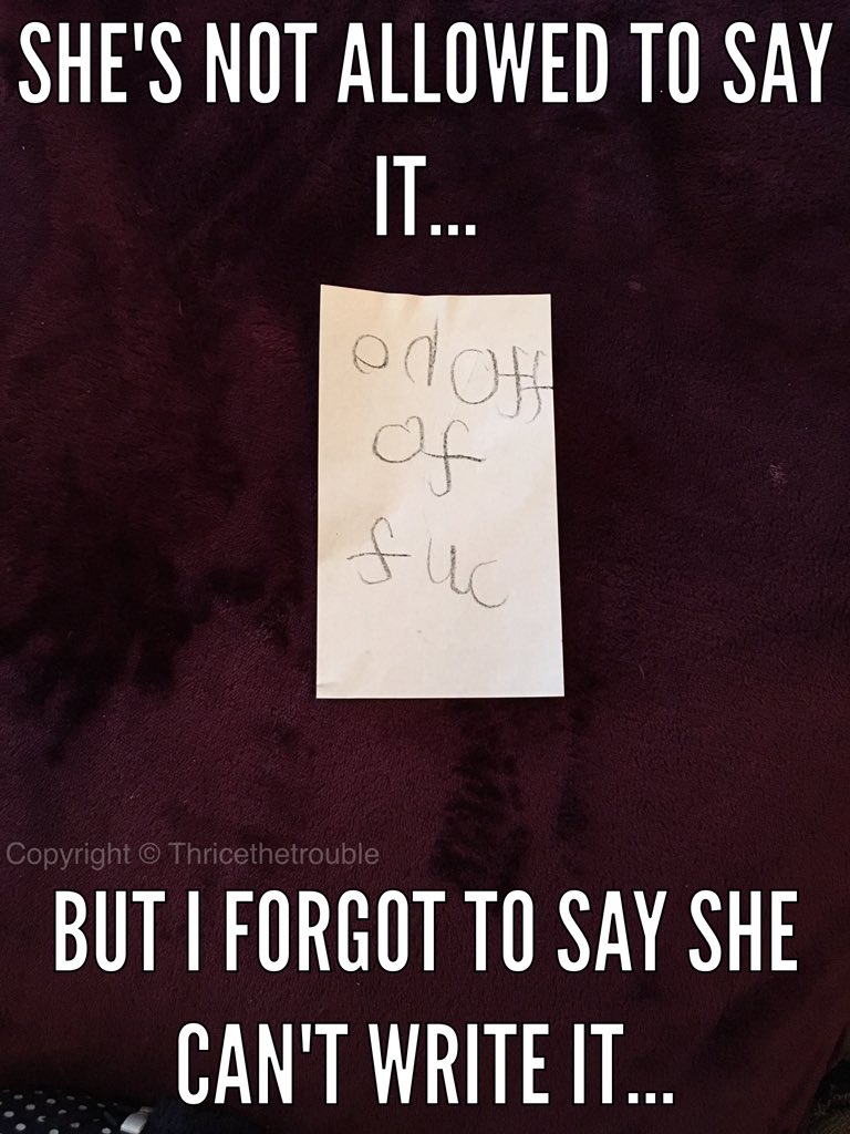 Thrice_Trouble's tweet photo. My 5 year old is going places... Or not! π± #fucoff #family #mummyblogger #daughter #swearwords #funny https://t.co/D0rbl3uCyk