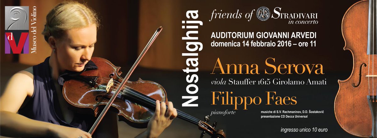 dom 14 febbraio h.11 #museodelviolino Anna Serova viola Girolamo Amati Stauffer 1615 Tickets bit.ly/1NSinMr