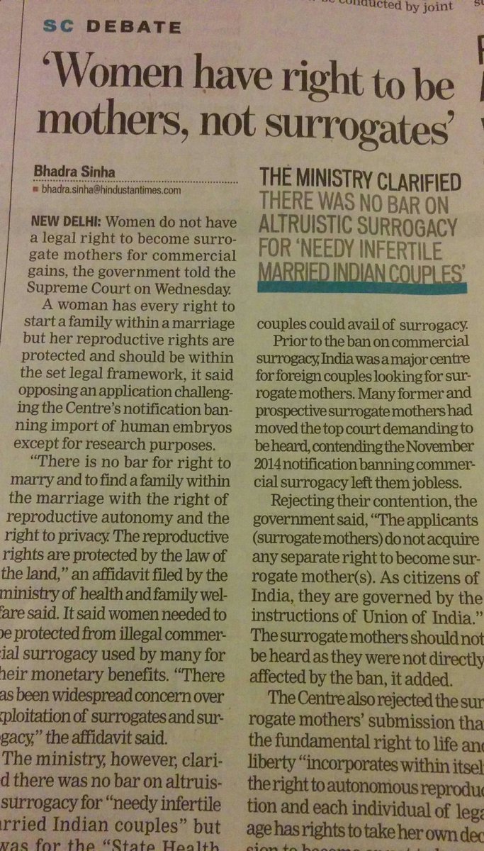 Surprising that the government's stand is completely contradictory to the ICMR ART regulations!