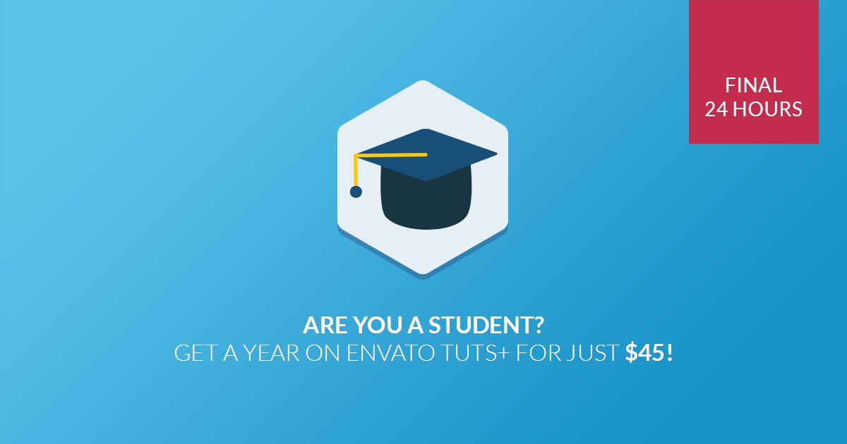 TutsPlusCode's tweet photo. 24 hours to grab a $45 student subscription &amp; get 12 months of downloadable videos &amp; ebooks https://t.co/Krq9y0UMAR https://t.co/3ypCcgxTKr