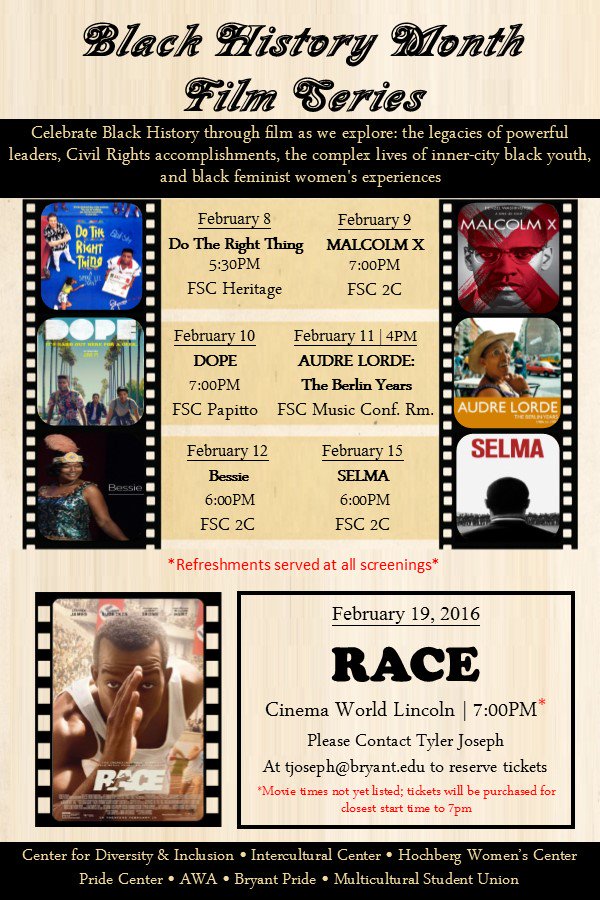 Come and watch these historical films to learn more about Black History! 
#BlackHistoryMonth #BryantCDI
