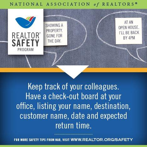 nardotrealtor's tweet image. This wk's #RealtorSafety tip: Have check-out board at the office to help u &amp;amp; ur colleagues keep track of each other