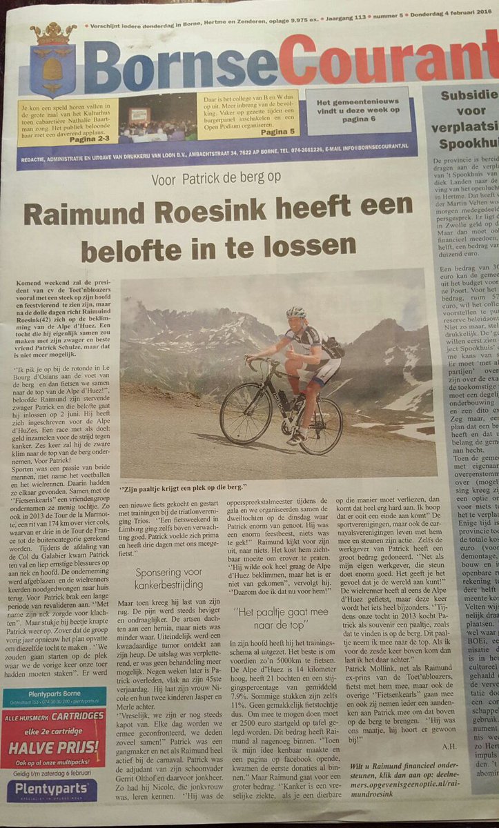 RaimundRoesink's tweet photo. Mooi stuk in de Bornse Courant over mijn maatje. Op naar @alpedhuzes https://t.co/aBldshFX0P