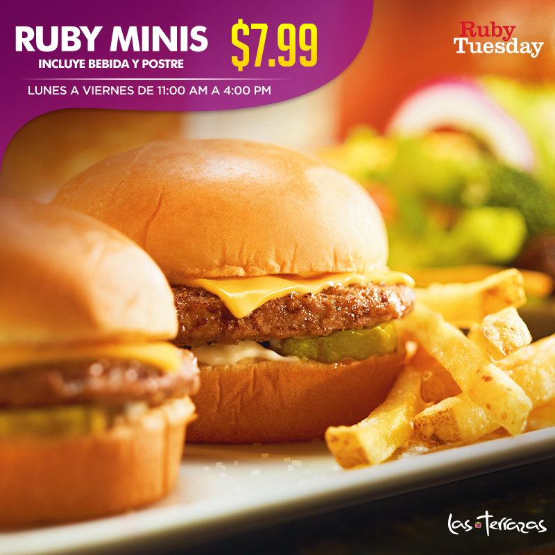 LasTerrazasSV's tweet photo. Sabores para compartir, con las deliciosas #RubyMinis de @RubyTuesdaySV . #LunchEjecutivos. https://t.co/hchDSvmU67