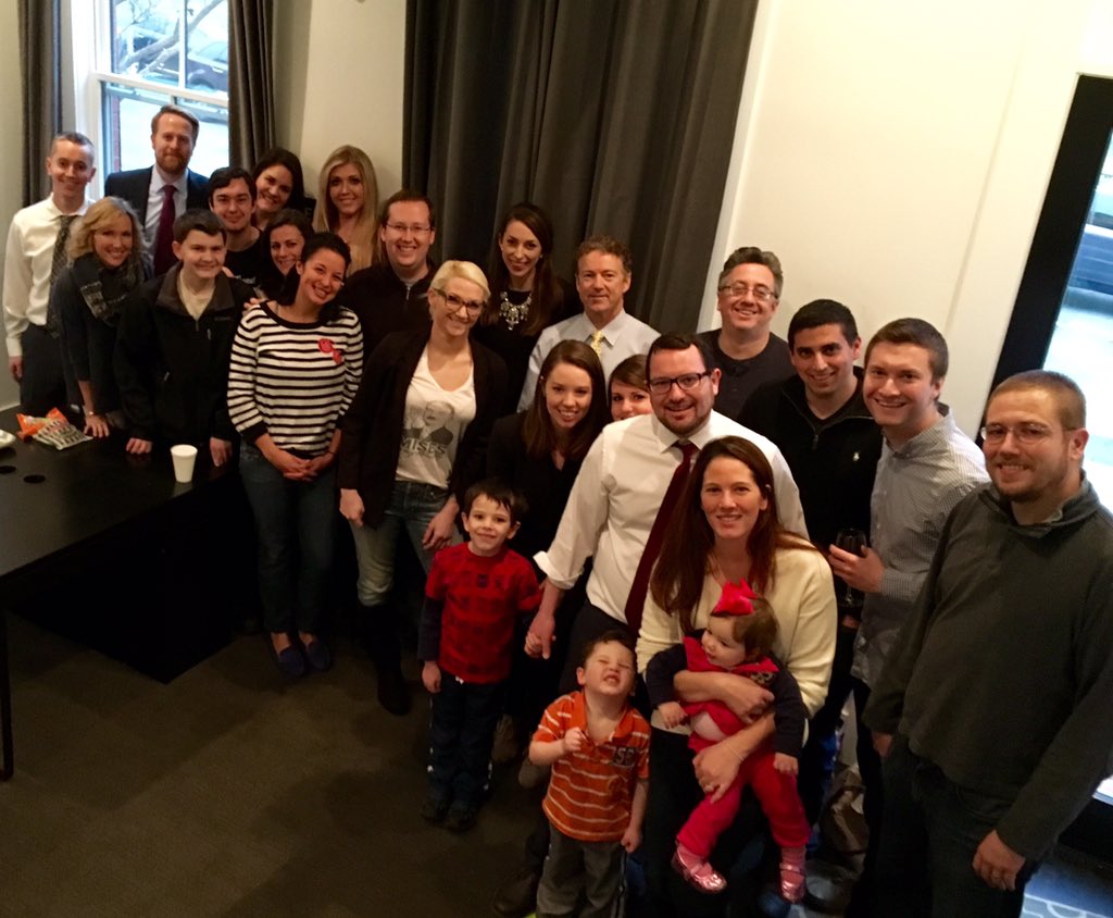 RandPaul's tweet image. .@Team_Rand met for a final farewell. Thanks for all your support fighting for liberty! On to victory in the Senate.