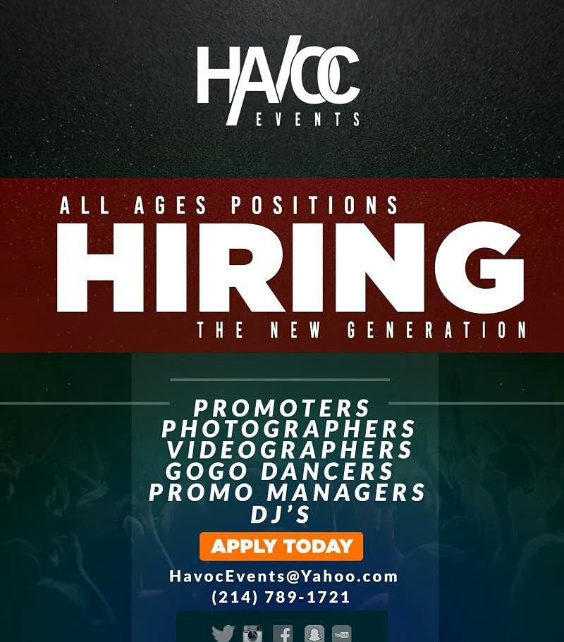 HMU IF YOU  WANT TO JOIN THE TEAM @HAVOCEVENTS