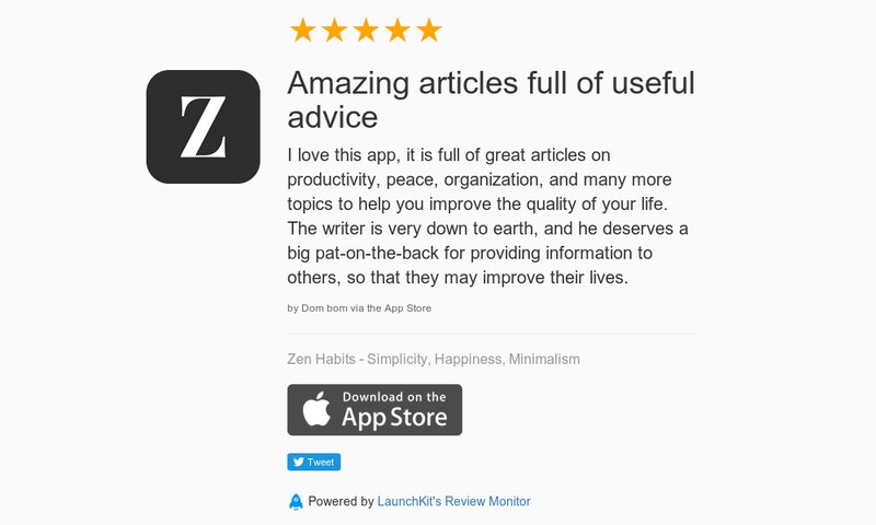MonkeyTheorem's tweet image. 5 Star Review: "Amazing articles full of useful advice: I love this app, it is full of gre…" launchkit.io/reviews/lHYxbq…